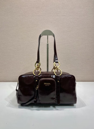 Pra*a dangle medium leather top-handle bag 14x30x13.5cm