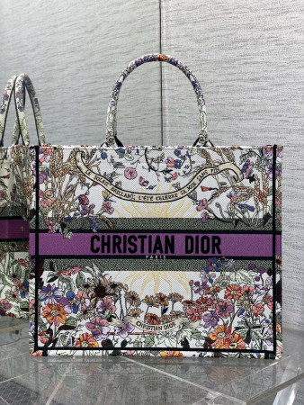 D*or book tote  ecru multicolor D*or 4 saisons Été soleil embroidery 42 x18 x35cm