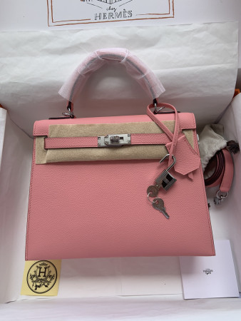 HERMÈS Kelly Silver-tone Hardware 25 28