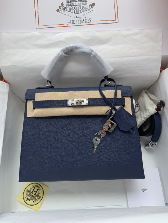 HERMÈS Kelly Silver-tone Hardware 25 28