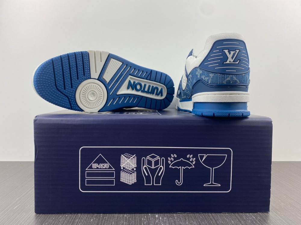 1V Trainer Monogram Denim White Blue