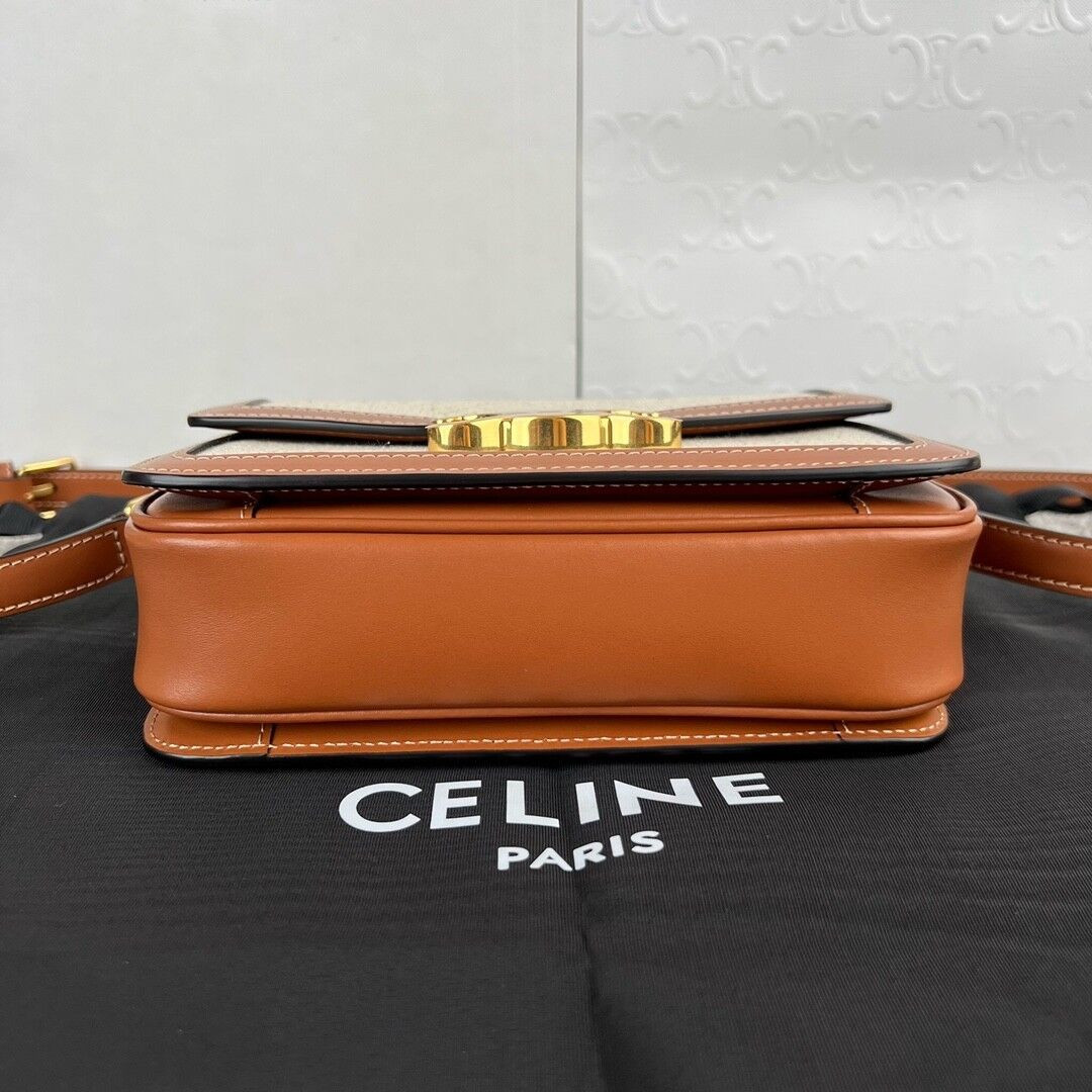 Ce**e teen triomphe bag in textile and calfskin 18.5x13.5x7cm
