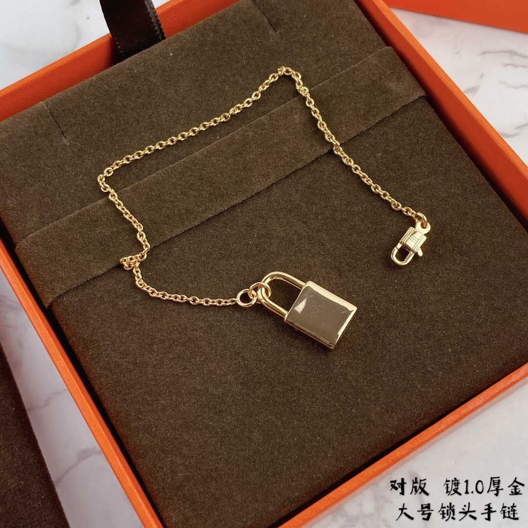 H**mes large padlock bracelet