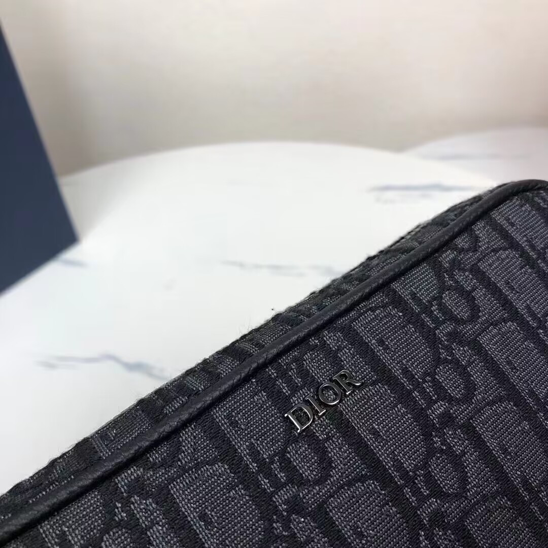 D*or saddle triple pouch black D*or oblique jacquard 18x25x5cm