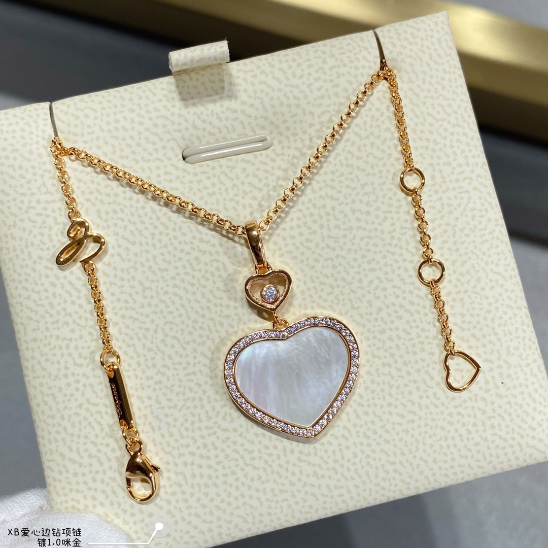 chopard heart-shaped edge Di*m*nd mother-of-pearl necklace