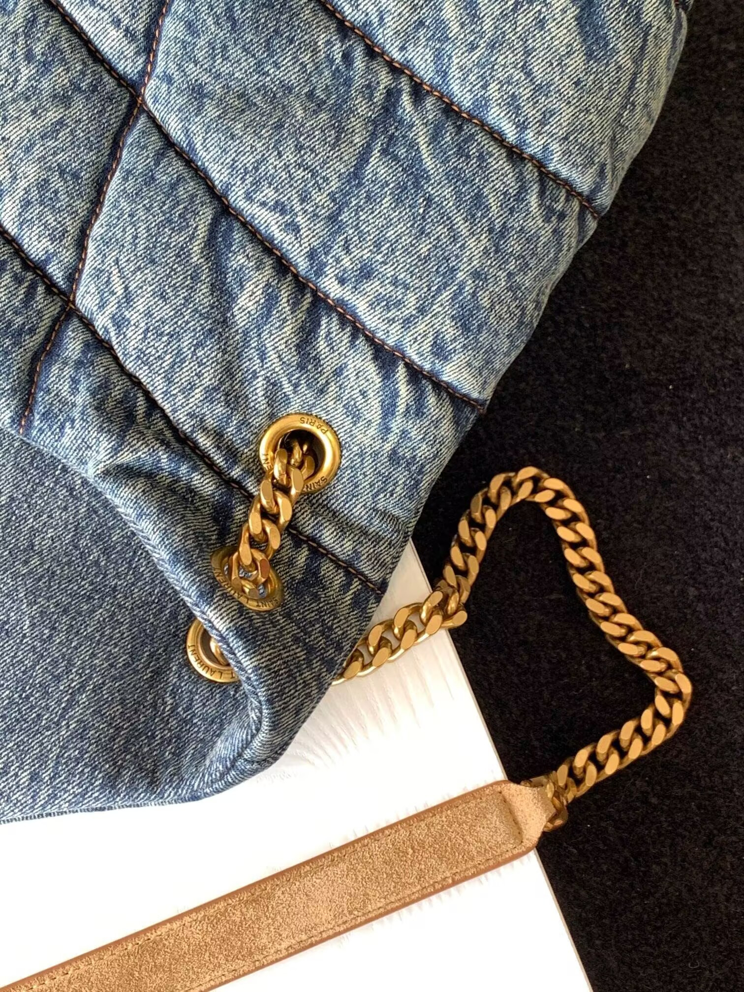 Y*L puffer in suede and denim 35x23x13.5cm
