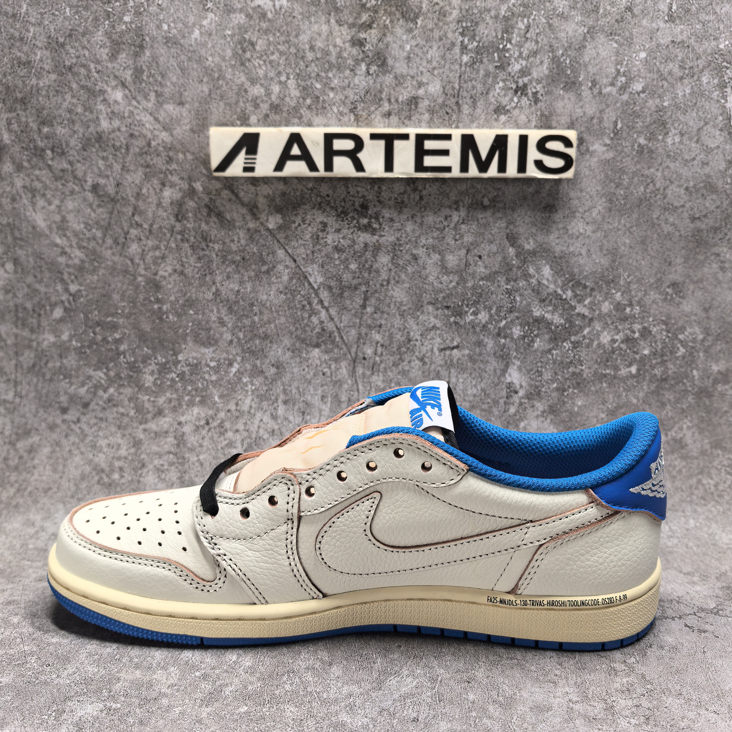 UA Air Jordan 1 Retro Low OG SP Fragment x Travis Scott Sail Military Blue