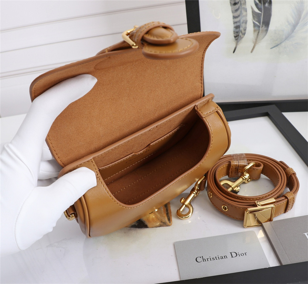 medium D*or bobby bag camel box calfskin