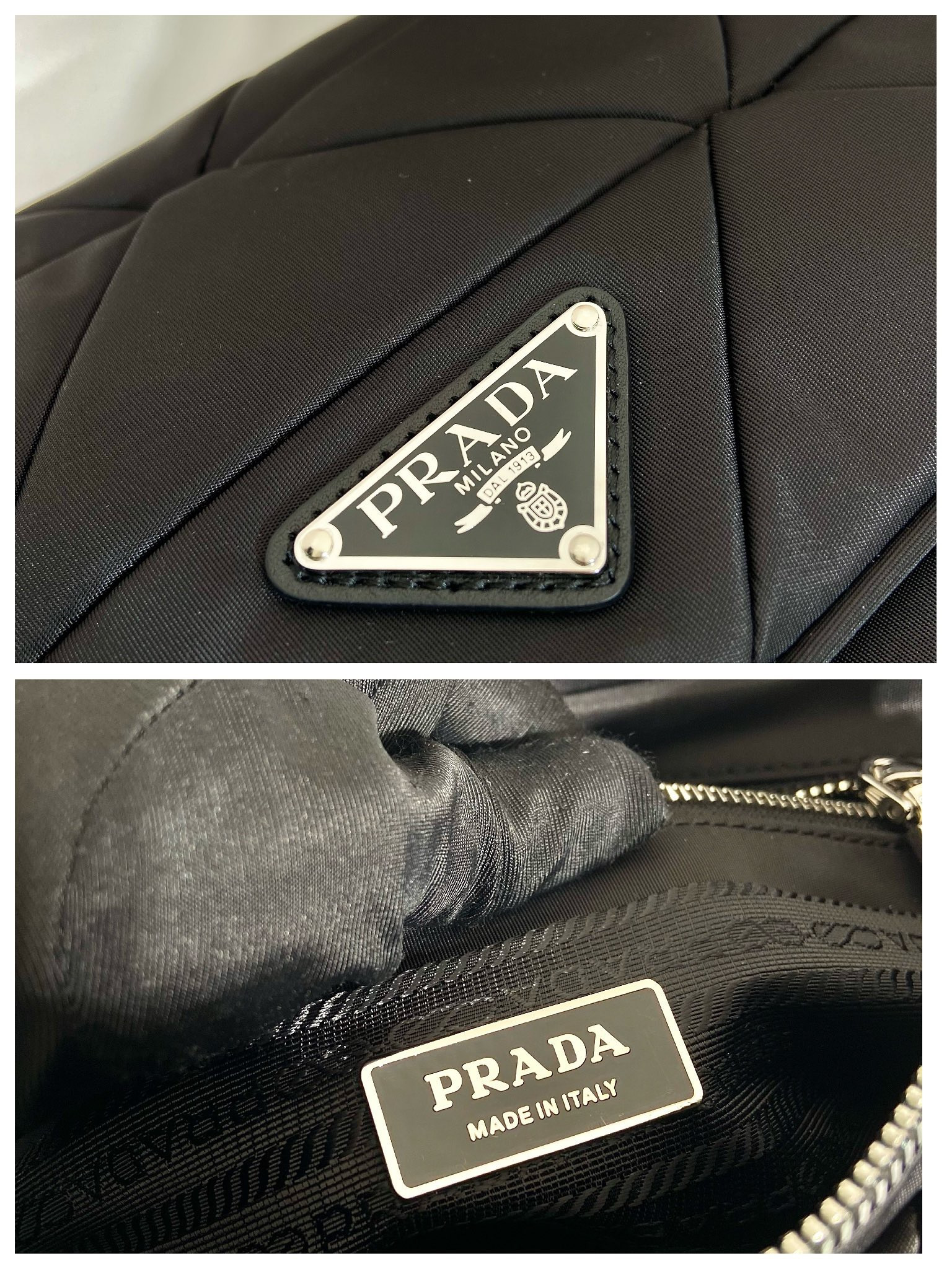 Pra*a padded re-nylon shoulder bag 17.5×24×8.5cm