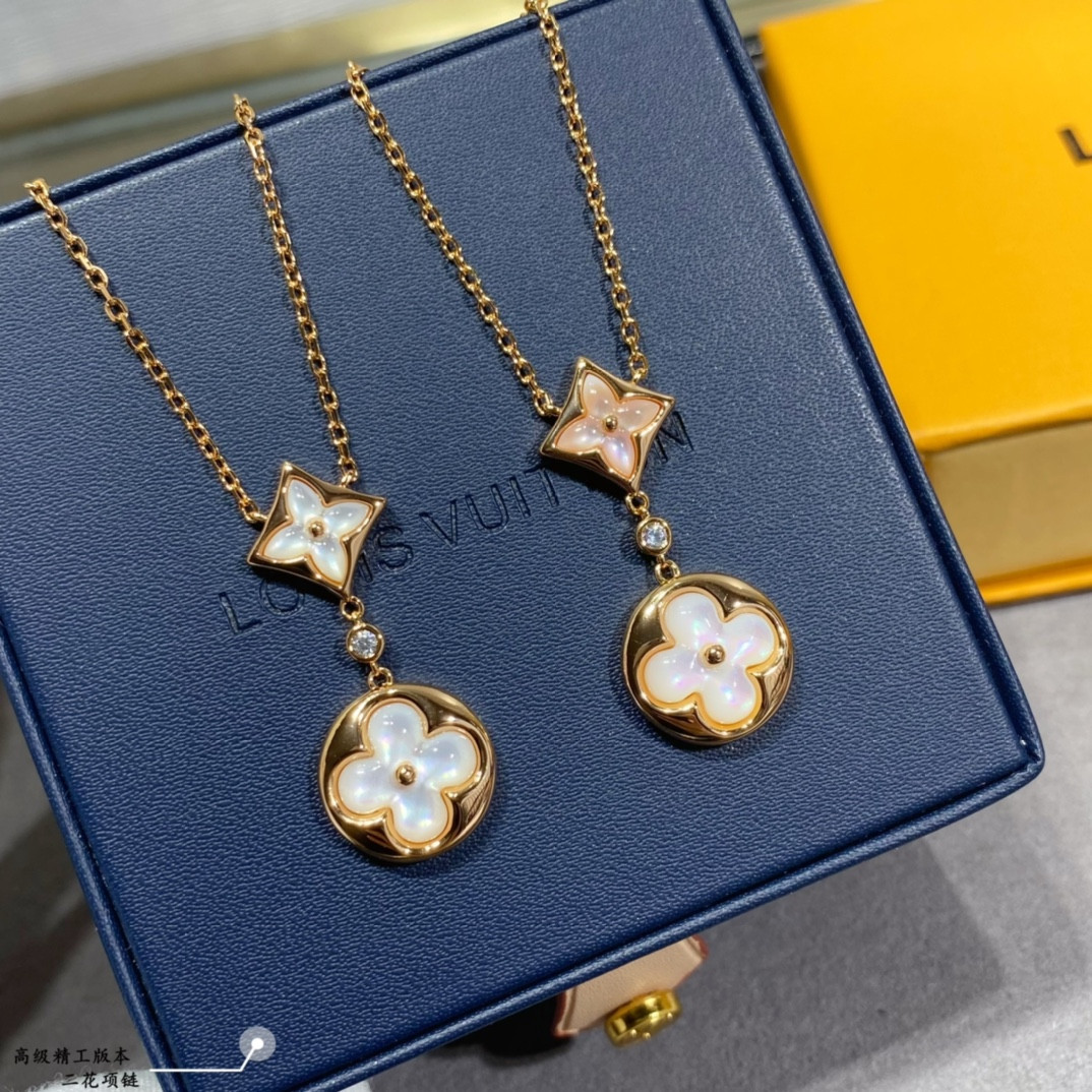 l0*is V*t0n two-flower mandarin duck necklace