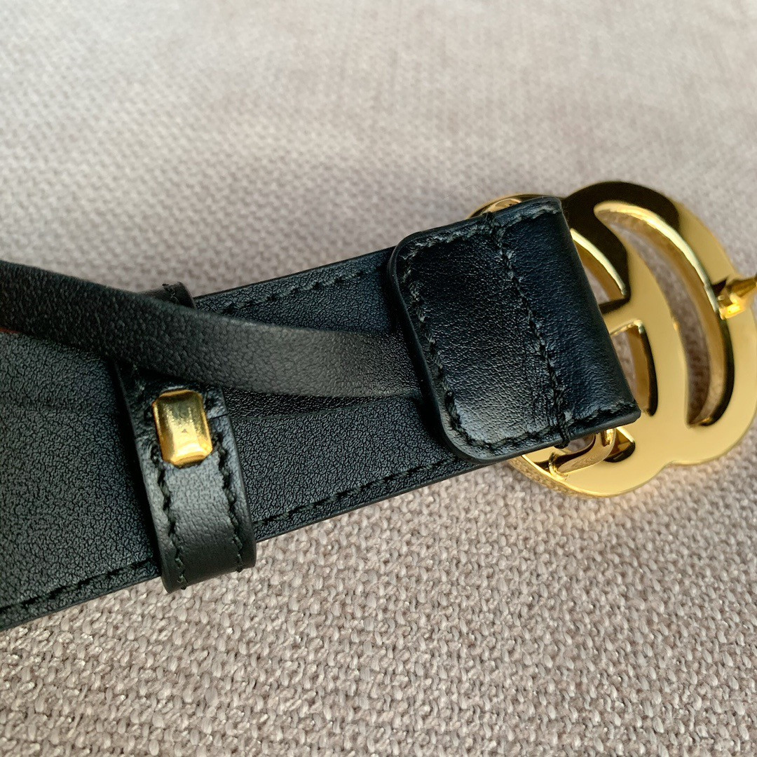 GG Marmont leather belt with shiny buckle