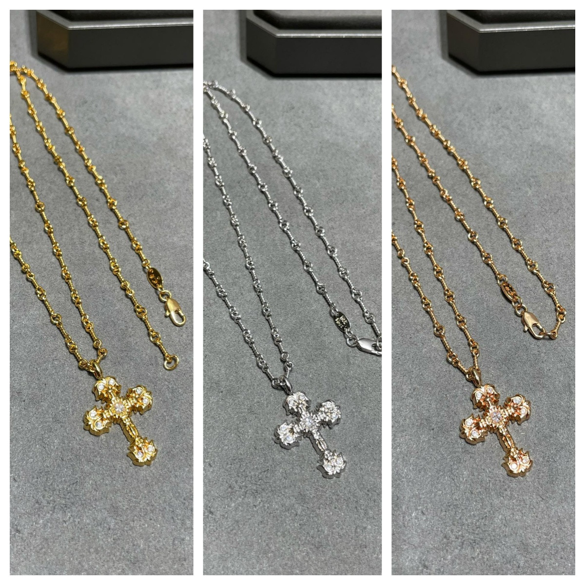Ch*0me heart flame cross necklace