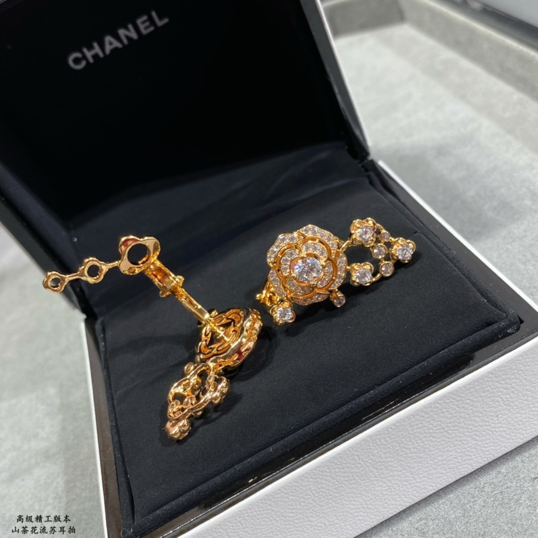 Ch*el camellia tassel earrings