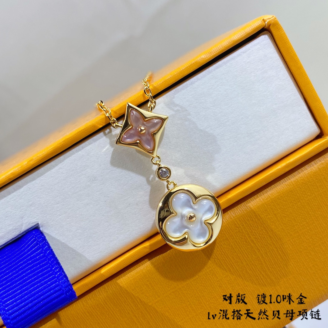 l0*is V*t0n two-flower mandarin duck necklace