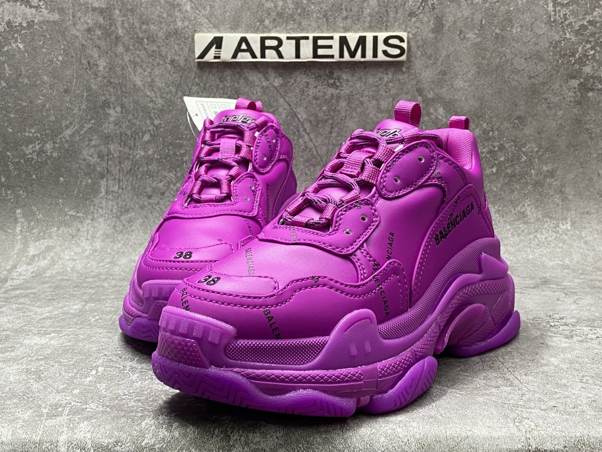 Balenciga Triple S Allover Logo Pink