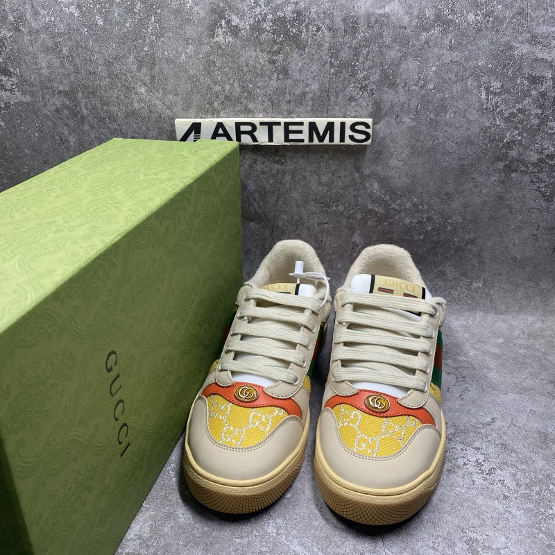 GC Screener Web Stripe GG-jacquard Leather Sneaker