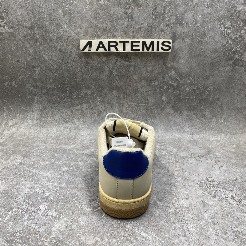 GC Screener Trimmed Distressed Leather and Printed Canvas Sneaker