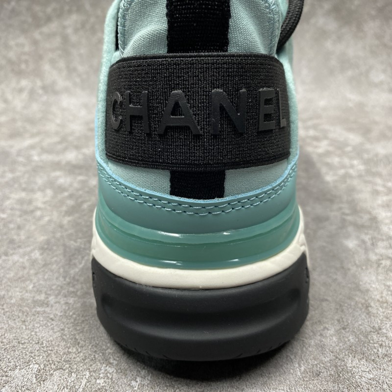 Ch*el pre-owned cloth trainers in green