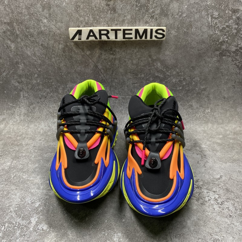Balmain Multicolor neoprene and calfskin Unicorn low-top sneakers