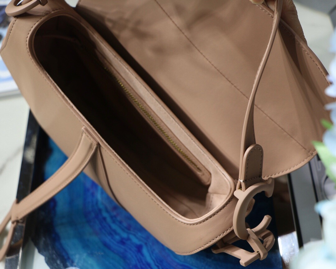 D*or saddle bag antique pink smooth calfskin 25.5x20x6.5cm