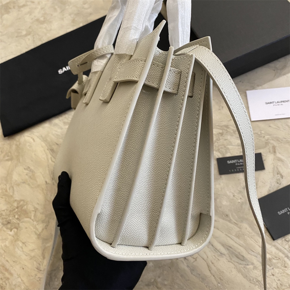 Y*L sac de jour nano in grained leather white