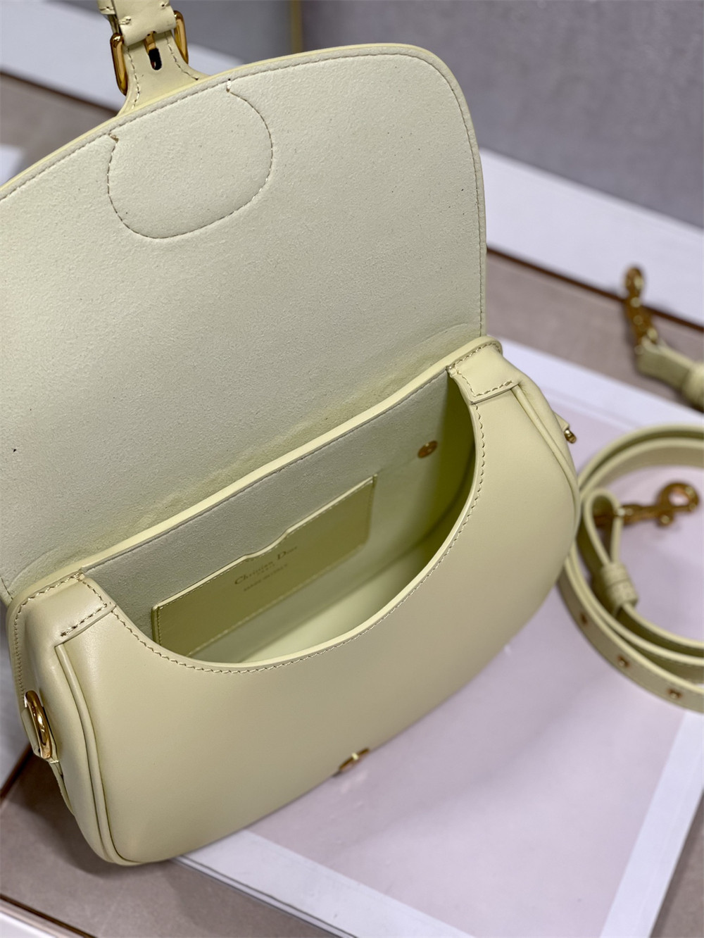 medium D*or bobby bag light green box calfskin