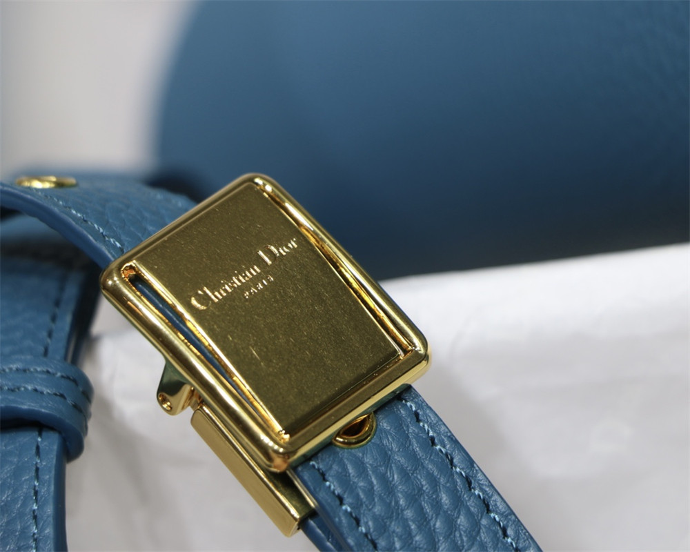 medium D*or bobby bag blue grained calfskin