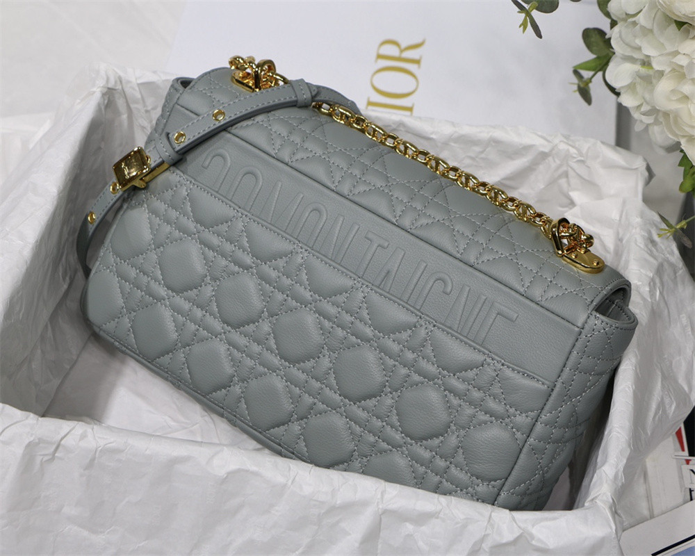 large d*or caro bag stone gray S*pple cannage calfskin 29 x 18 x 10 cm