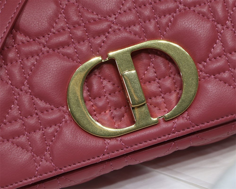 small d*or caro bag light red S*pple cannage calfskin 20 x 12 x 7 cm