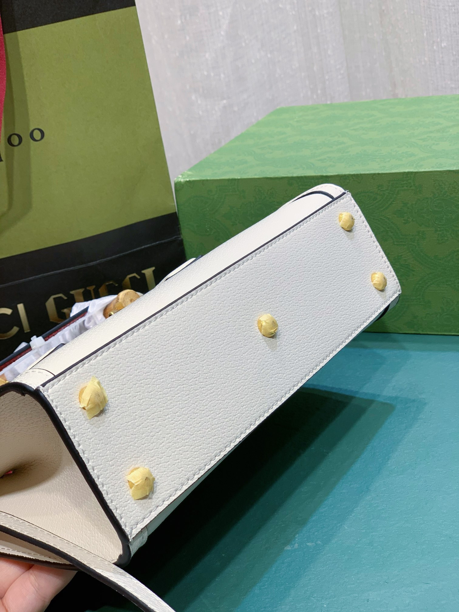 G*u*i diana small shoulder bag white 25w x 16h x 9d cm
