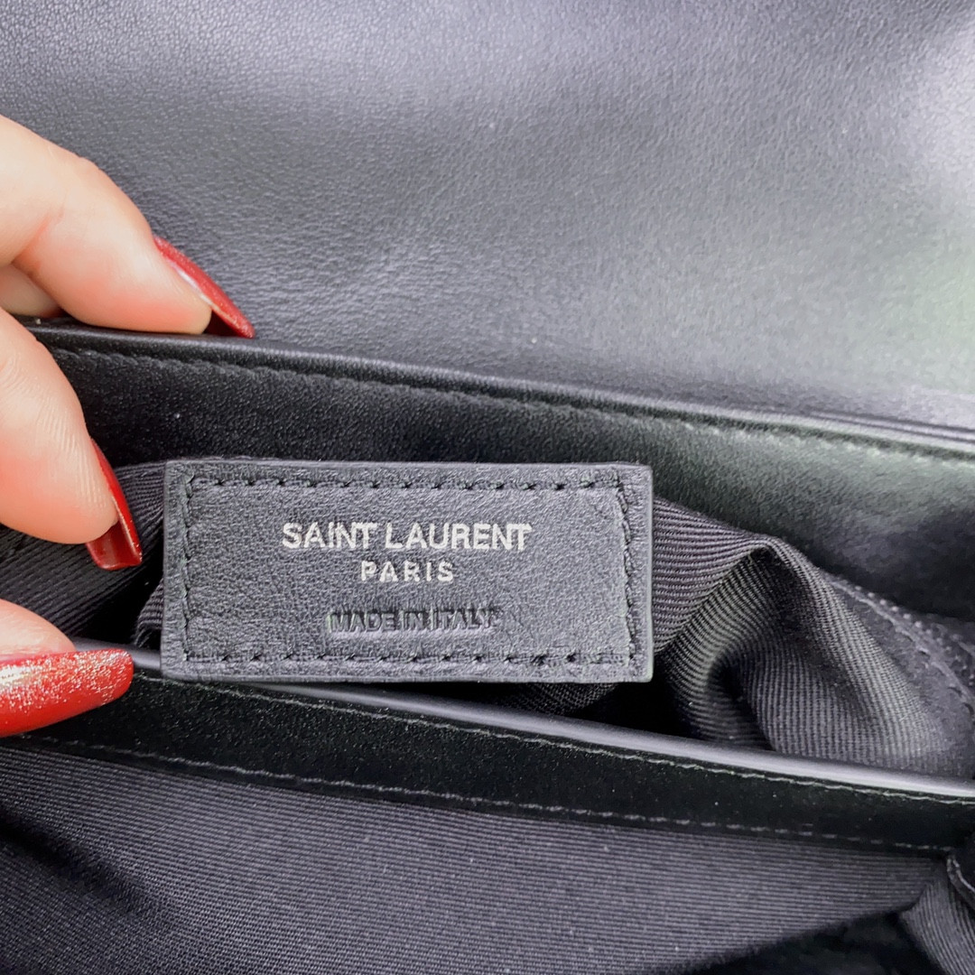 Y*L toy loulou in quilted leather all black 7.9 x 5.5 x 3 inches