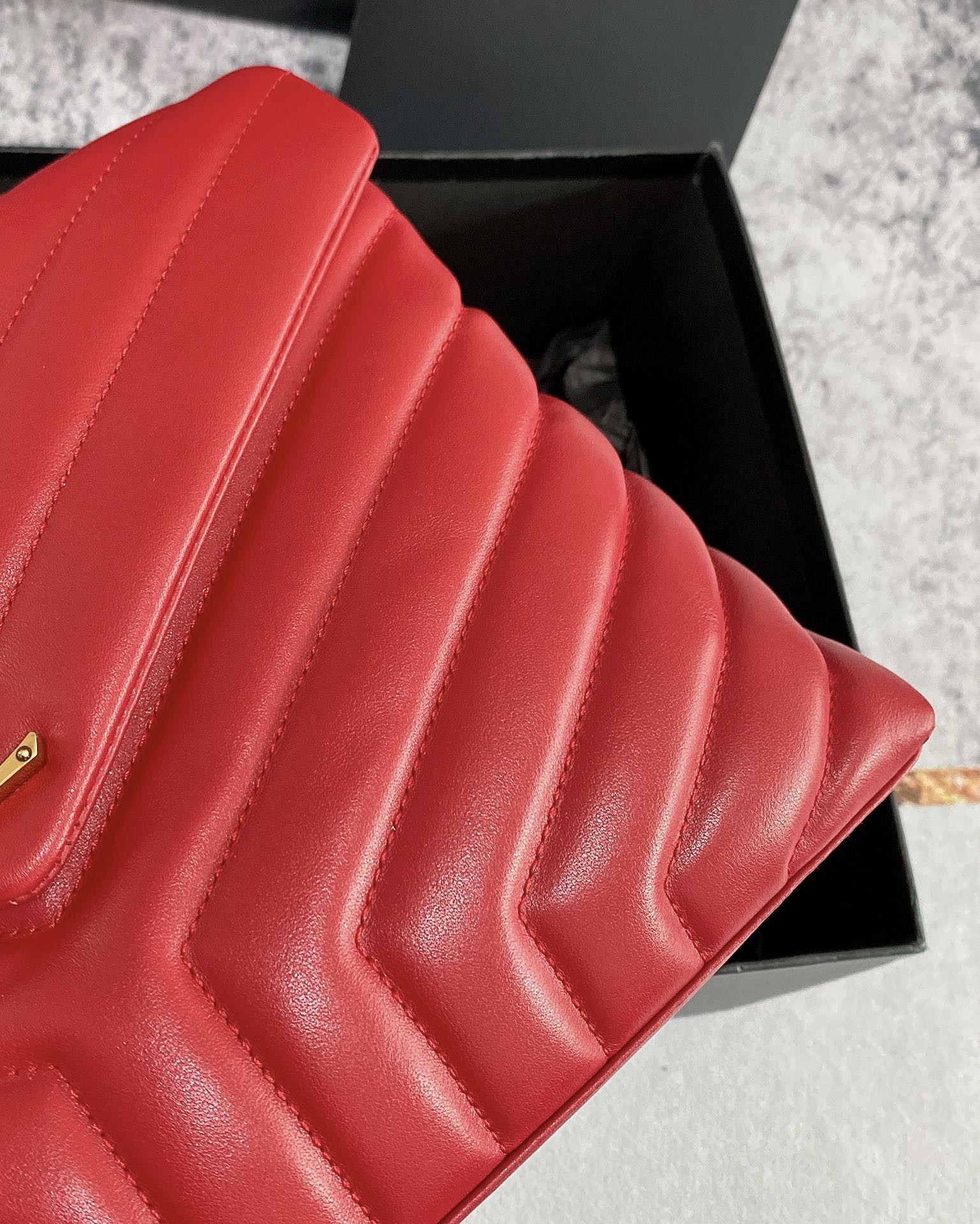 Y*L loulou medium in quilted leather red 12.5 x 8.6 x 3.5 inches