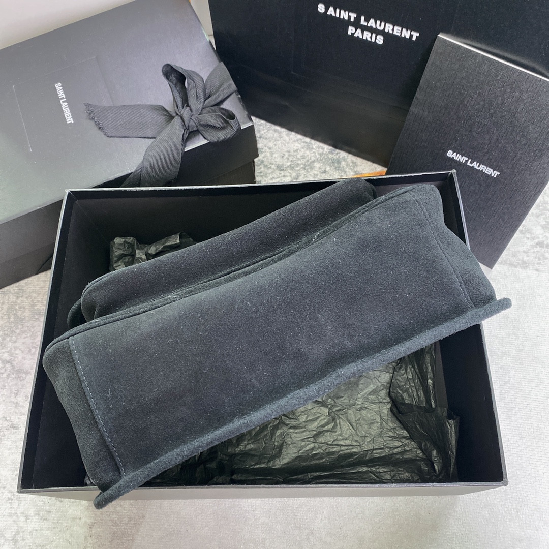 Y*L niki medium in suede black 11 x 7.8 x 3.3 inches