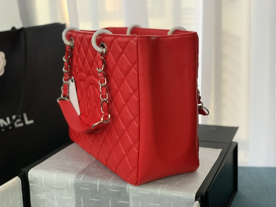 Ch*el gst caviar leather hardware 24x33x13cm