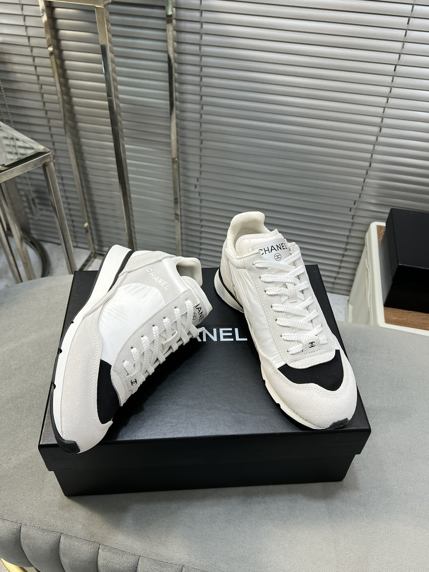 ua Ch*el sneakers fabric, suede kidskin & suede calfskin