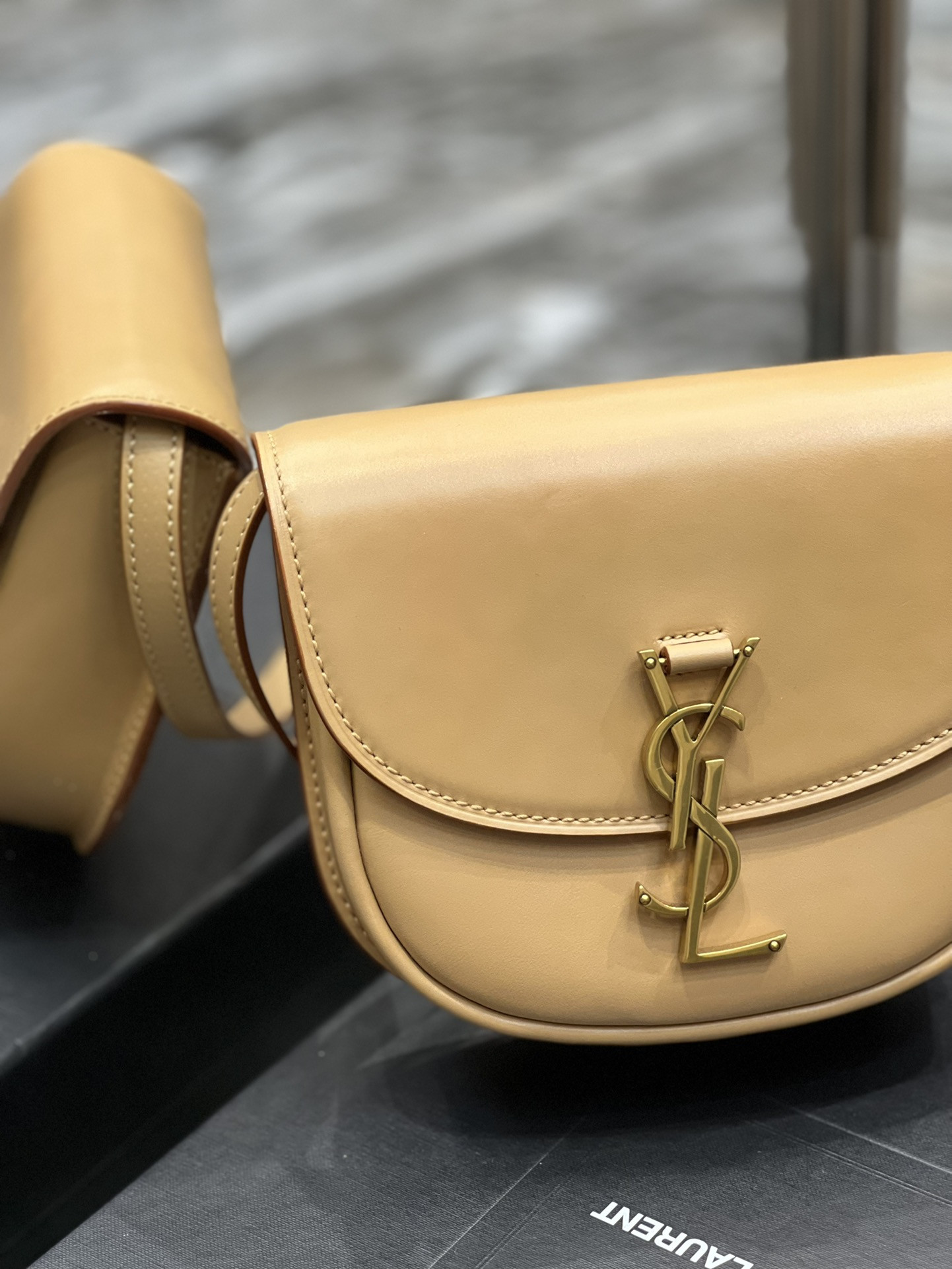 Y*L kaia small satchel in smooth leather 7.2 x 6.1 x 2.1 inches