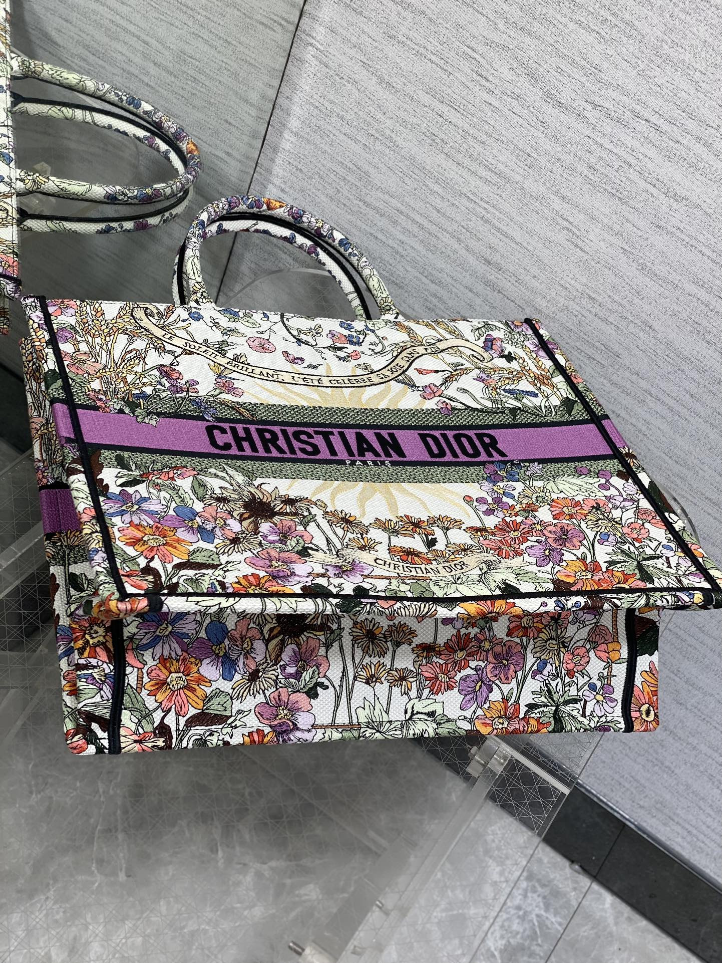 D*or book tote  ecru multicolor 42x18x35cm