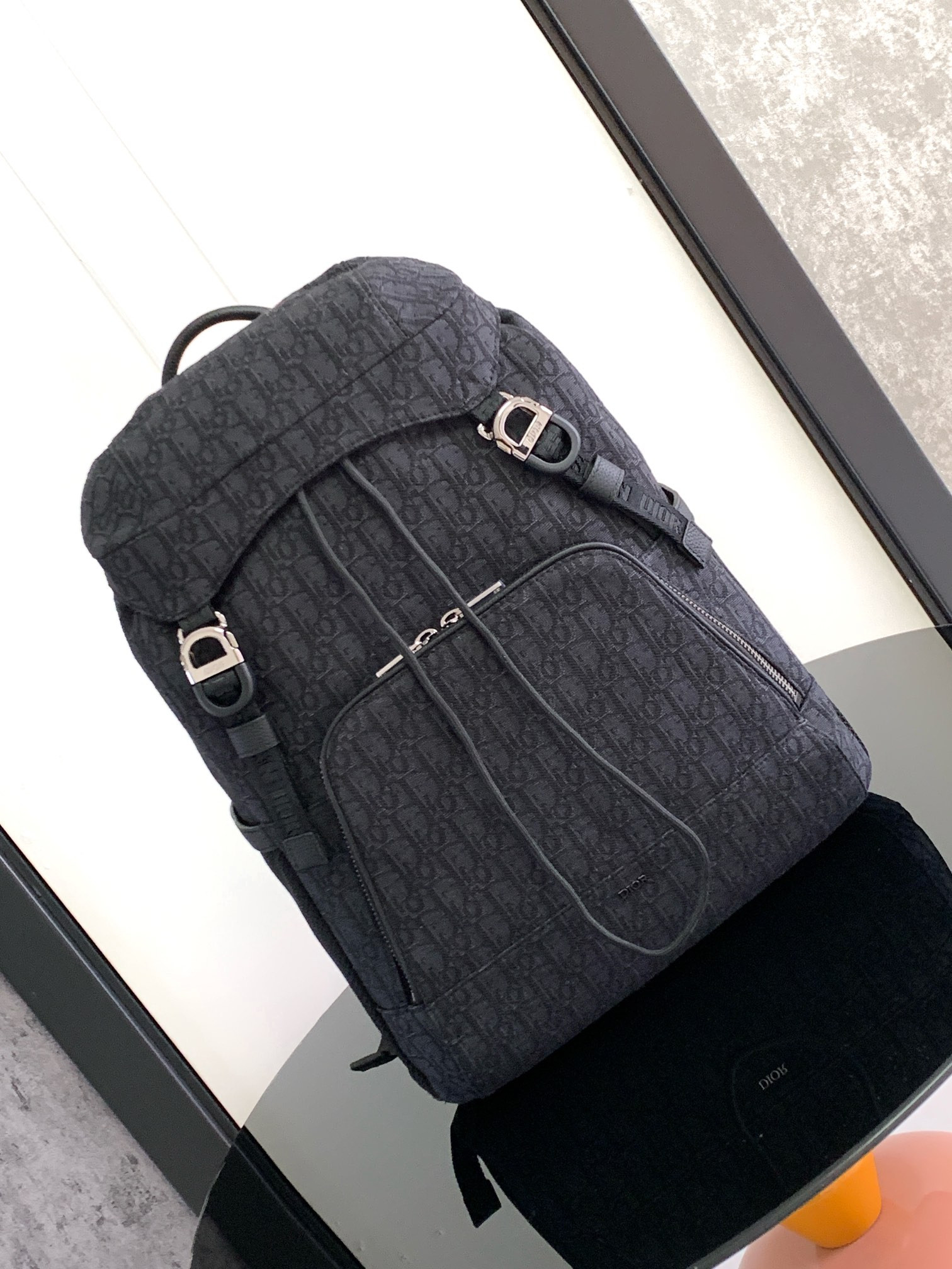 D*or 8 backpack with flap black D*or oblique jacquard 31 x 48 x 16.5 cm