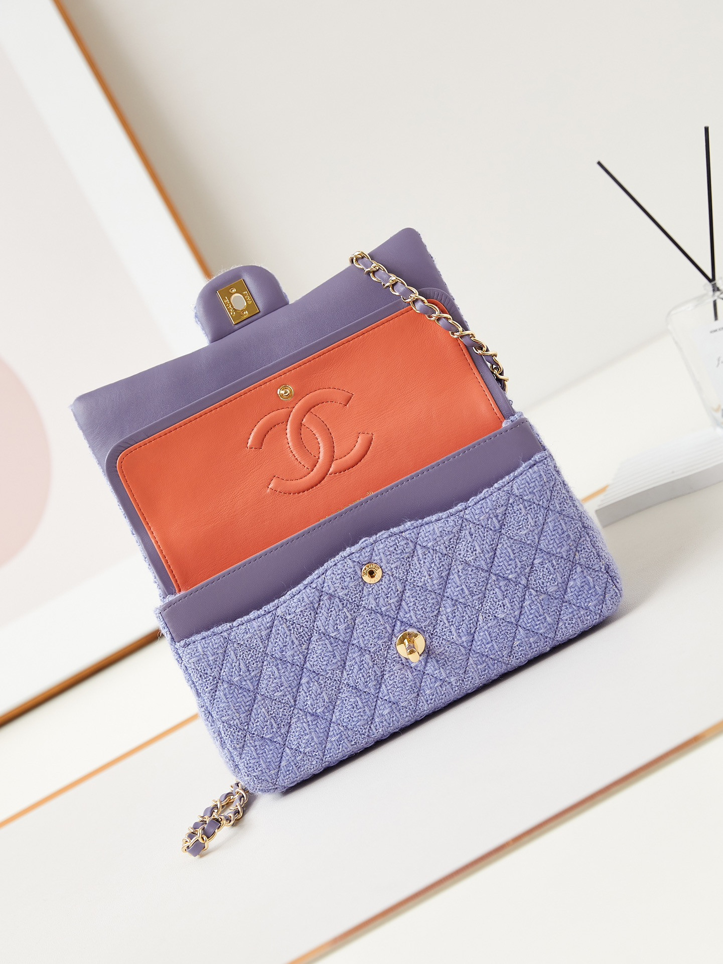 Ch*el classic flap bag 15.5×25.5×6.5cm