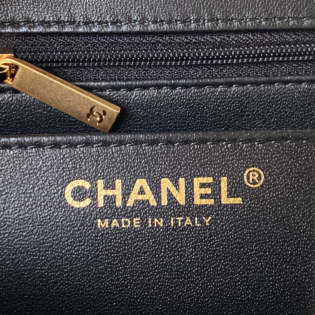 Ch*el mini classic handbag with top handle 12 × 20 × 6 cm