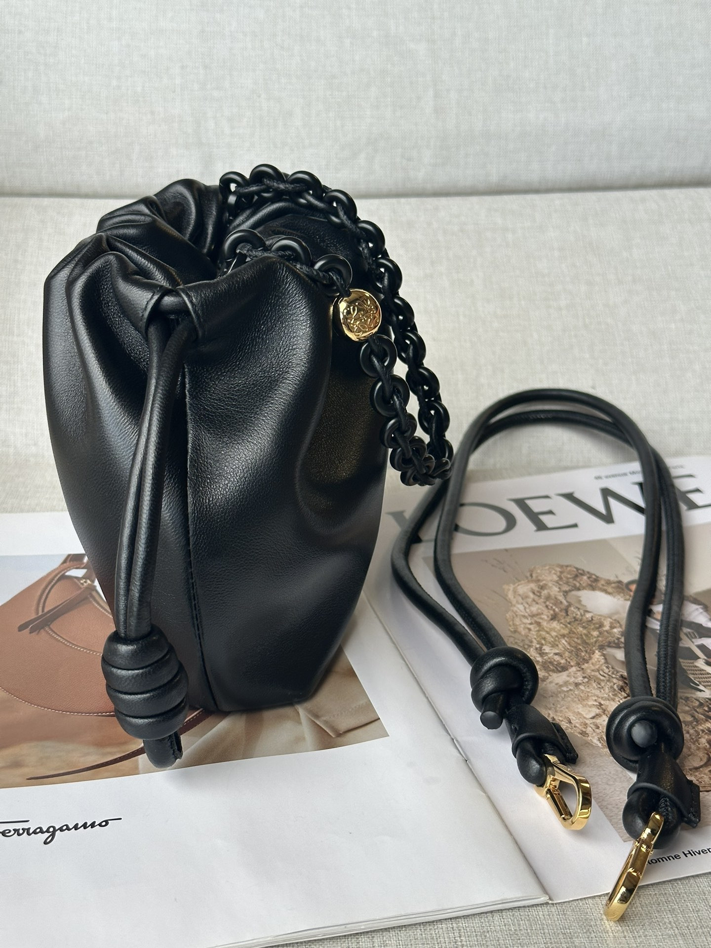 L0ew* mini flamenco purse bag in mellow nappa lambskin 23x17x5.5cm