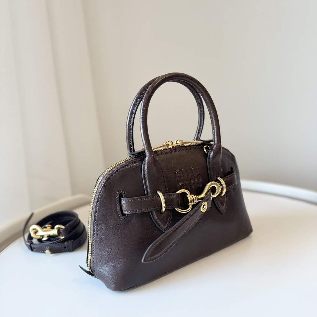 Miu Miu Aventure nappa leather top-handle bag 16.5x28x10cm
