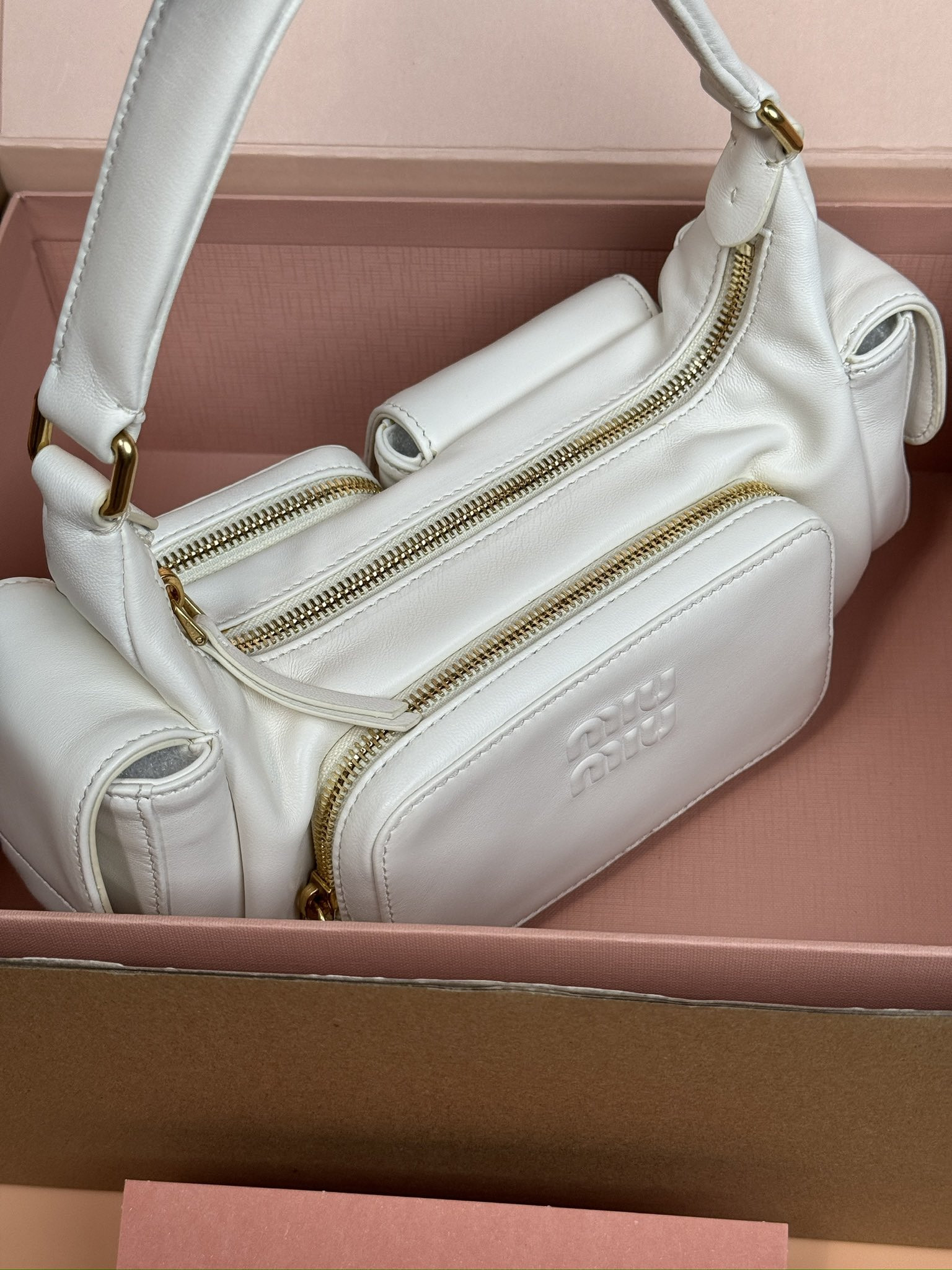 Miu Miu Hobo Nappa leather pocket bag  12x21x6cm