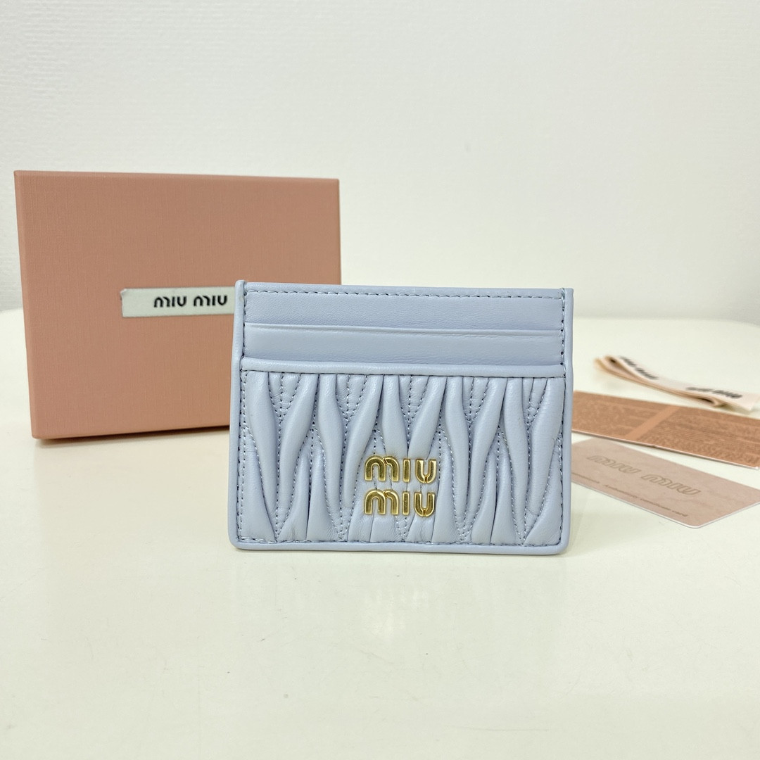 Miu Miu Matelassé nappa leather card holder 8x10.5cm
