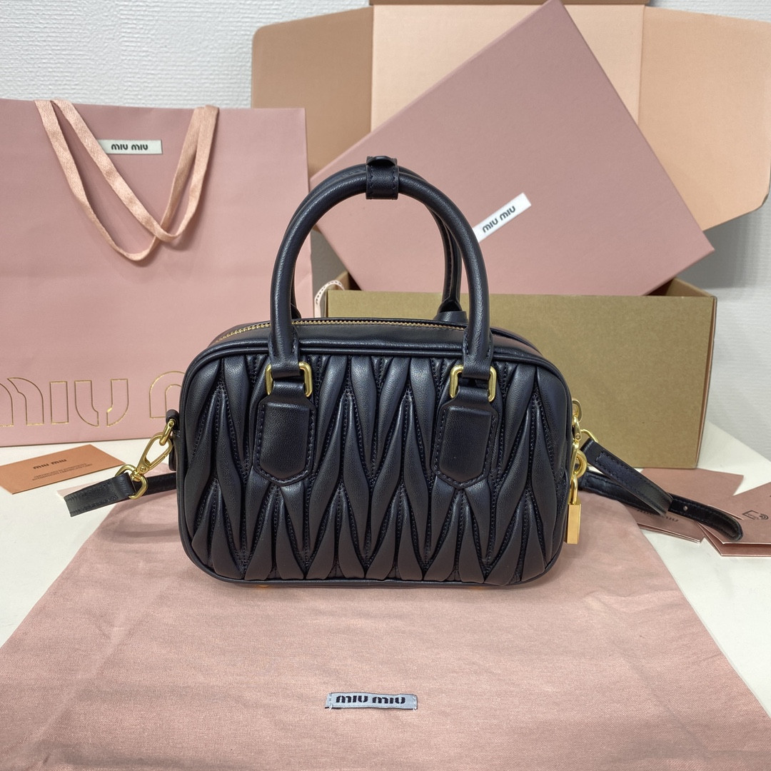 Miu Miu Arcadie matelassé nappa leather bag 13x19x6cm