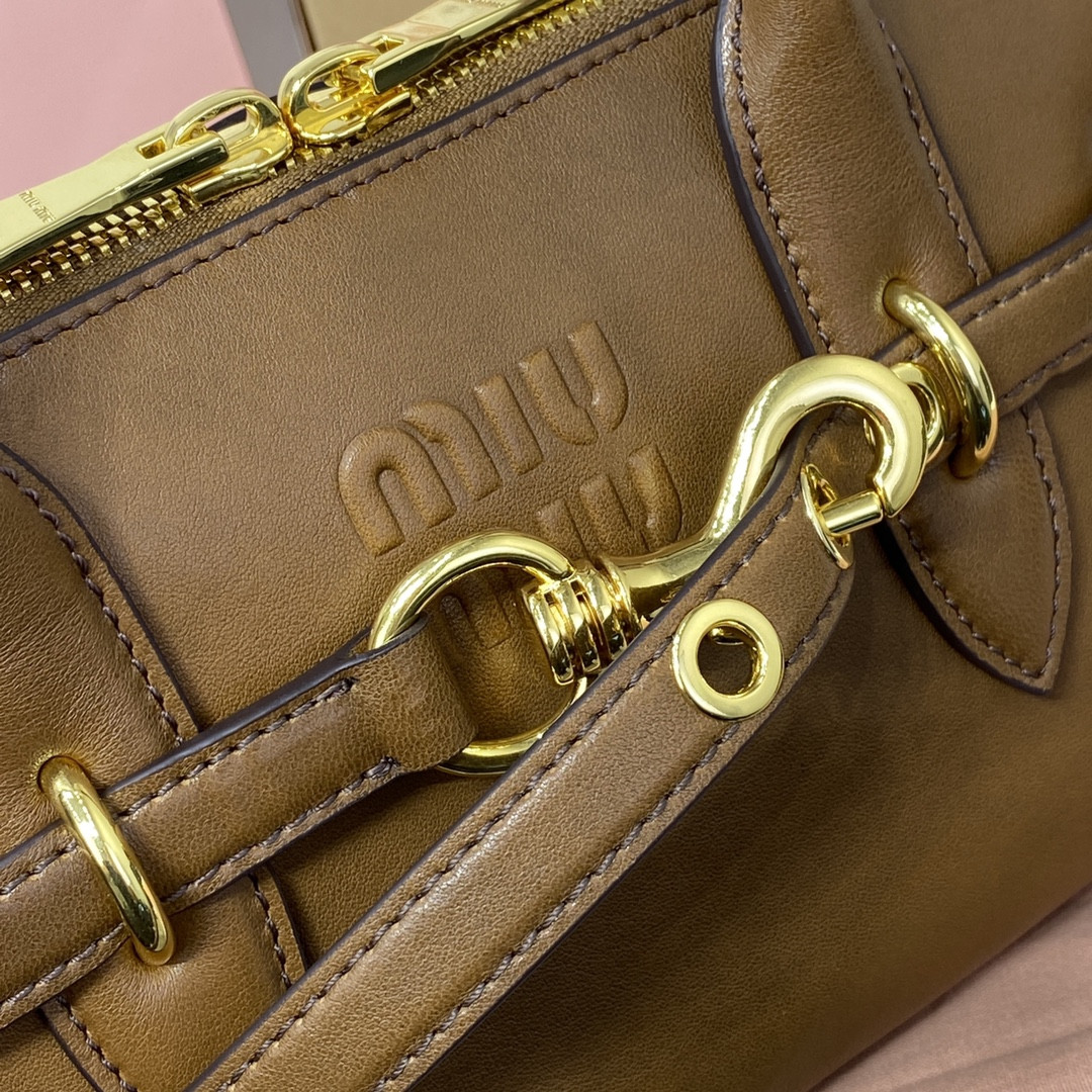 Miu Miu Aventure nappa leather top-handle bag 17x33x11cm