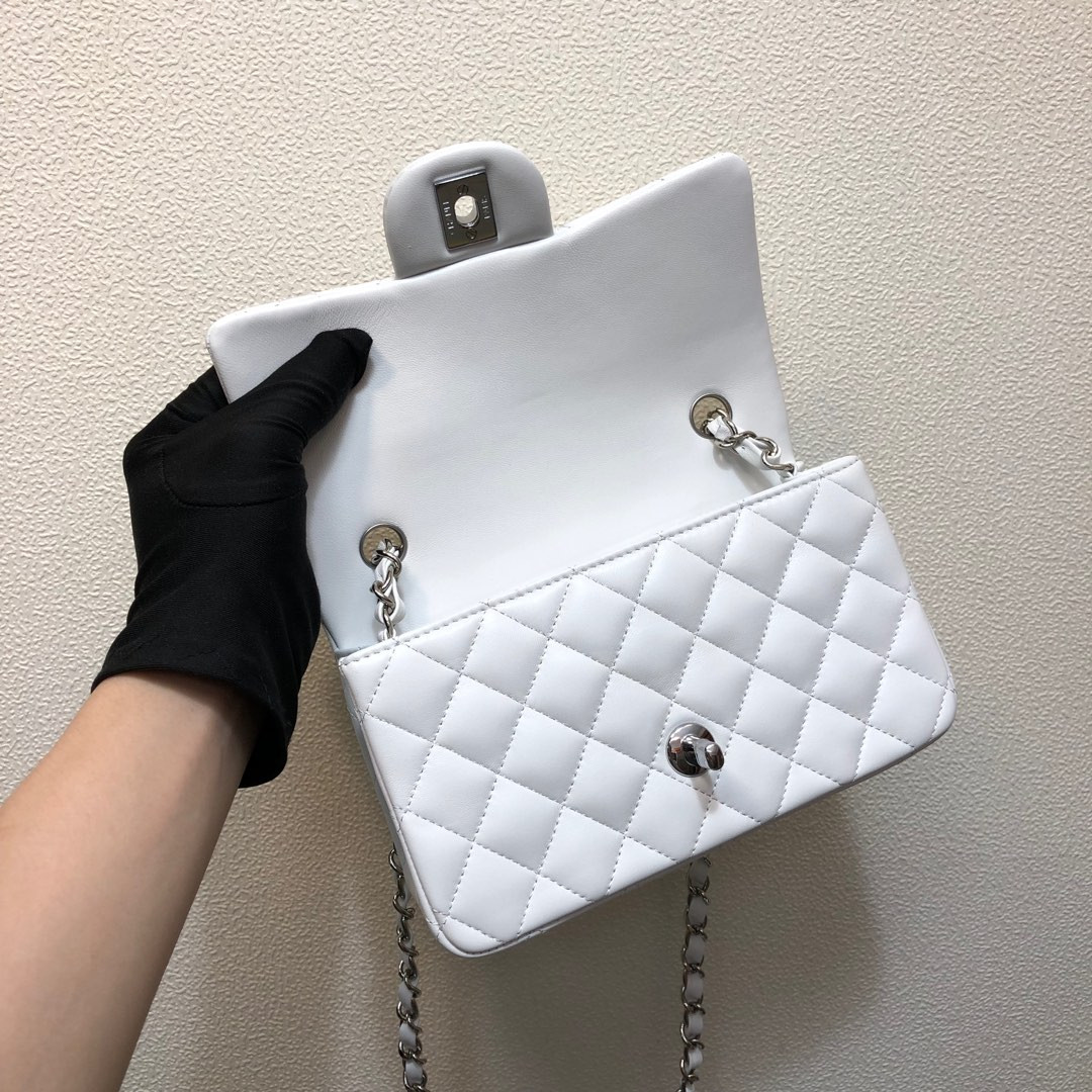 Ch*el mini flap bag white 12 × 20 × 6 cm