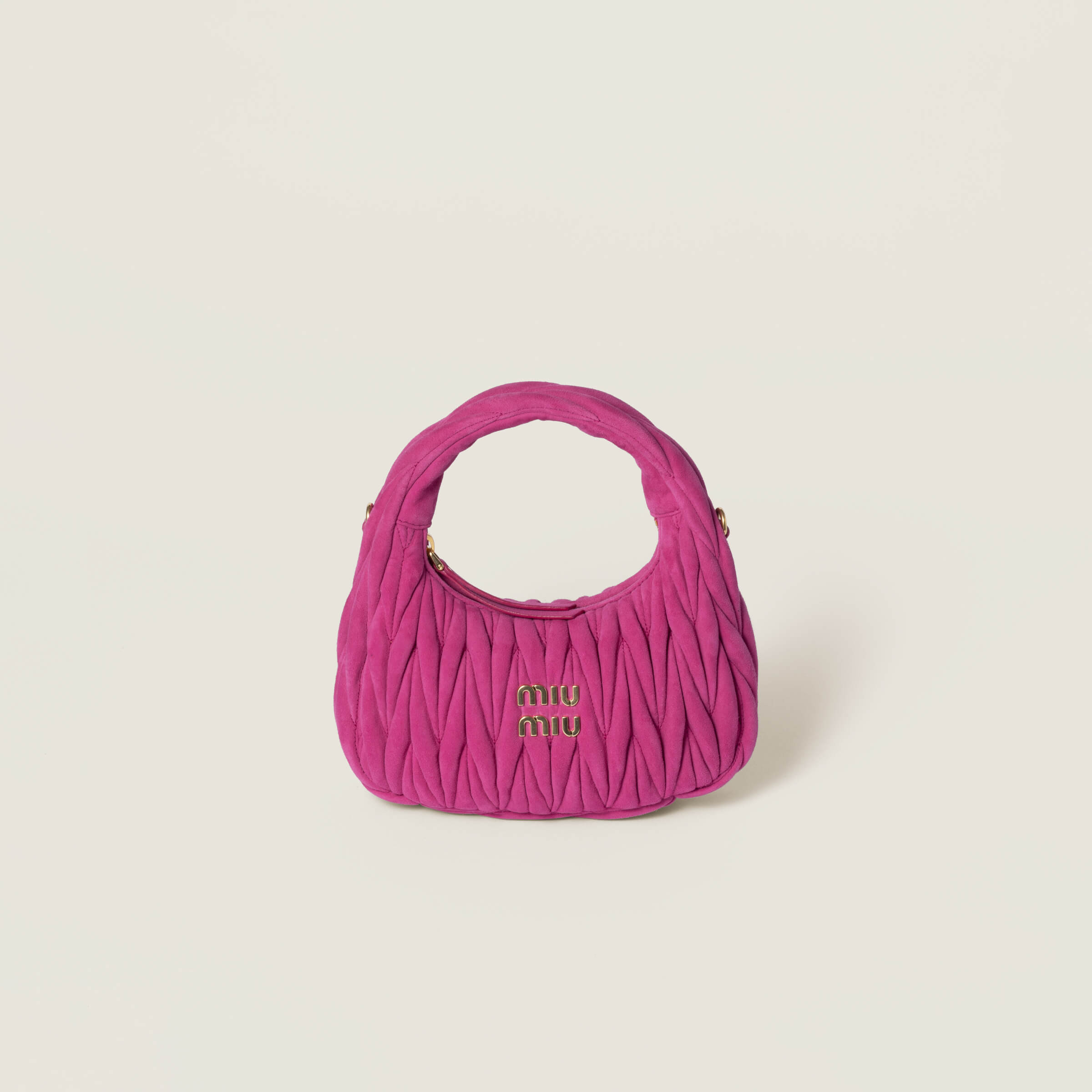 Miu Miu Wander matelassé suede bag 17x20x6cm