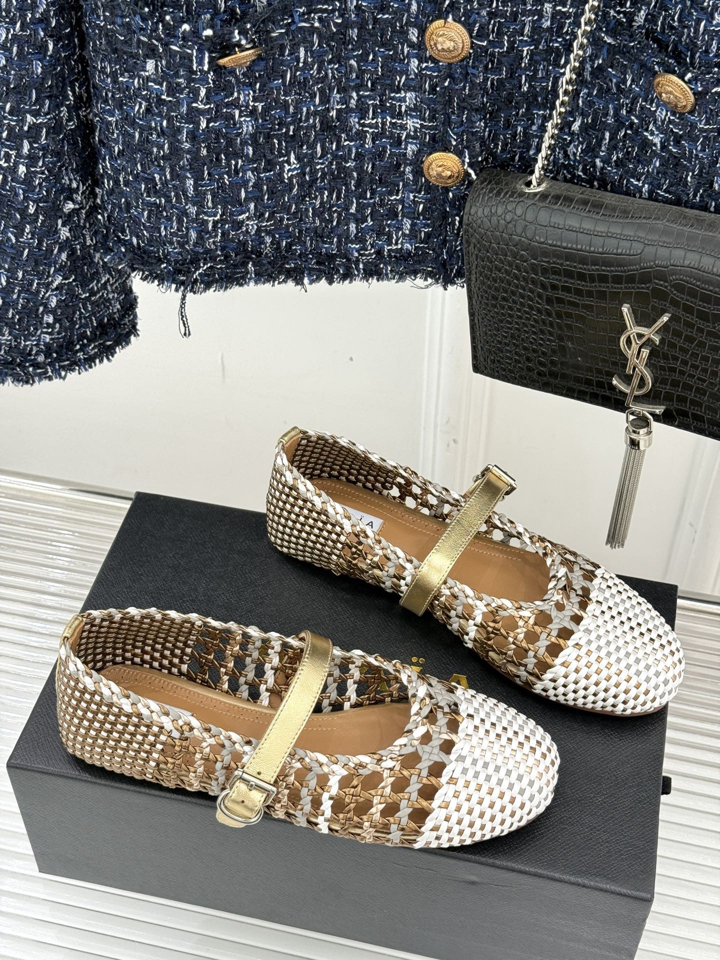 UA Alaïa Hollow Woven Mary Jane Flats(Customized Size 7-10 days production time)